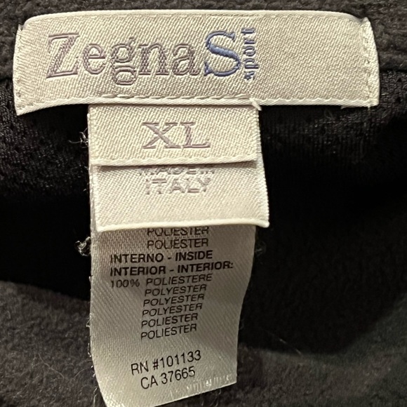 Zegna Sport mens black/dark gray 3/4 zip up fleece MADE IN ITALY size XL - Picture 5 of 9